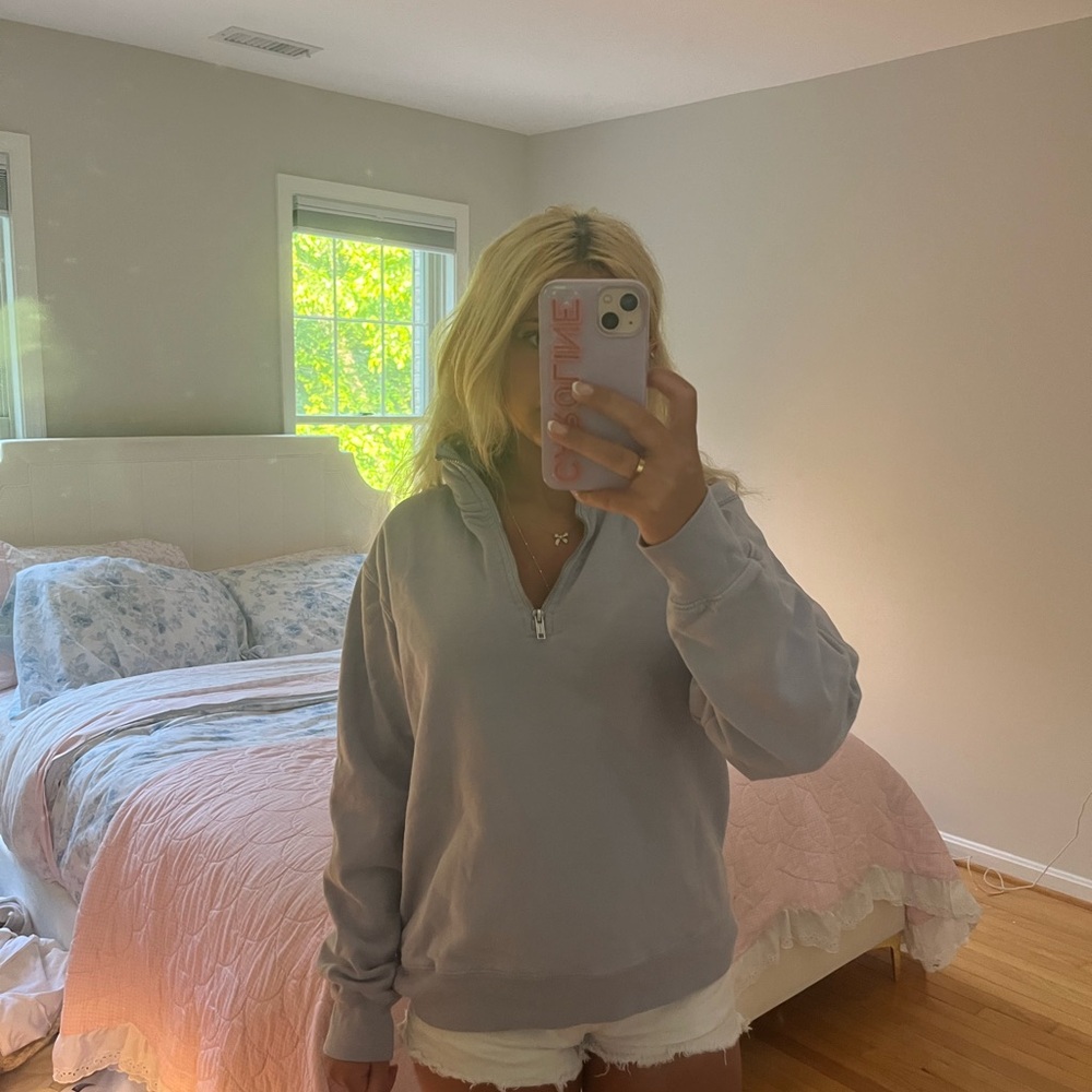 Light Blue Quarter-Zip Sweatshirt